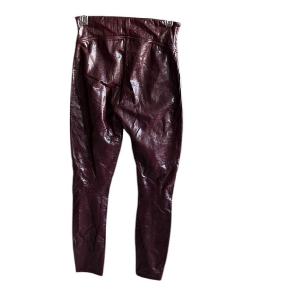SPANX Ruby Burgundy Faux Leather Leggings Size Medium - Picture 7 of 7